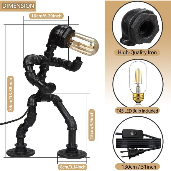 Steampunk Industrial Vintage Electric Bass Guitar Table Lamp Miniature Guitar - Picture 2 of 7